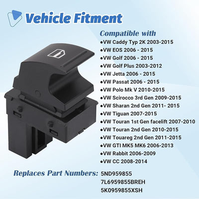 Interruptor eléctrico puerta lado pasajero VW Golf Jetta 03-15