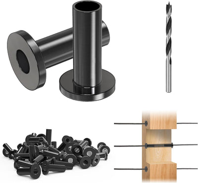 50 Fundas Acero Inox Poste Madera 1/8 5/32 3/16 Pulg