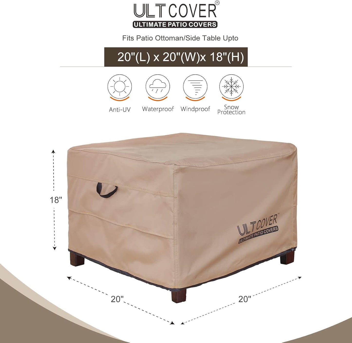 Cubierta impermeable para otomán patio 20x20x18"