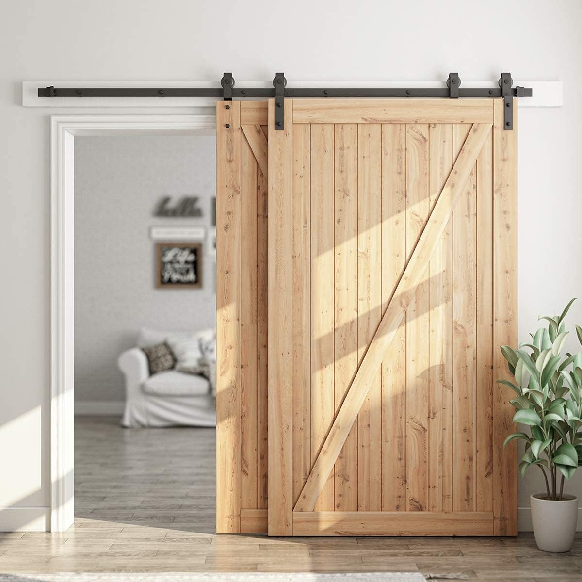 Kit herrajes puerta corrediza granero 8ft doble madera