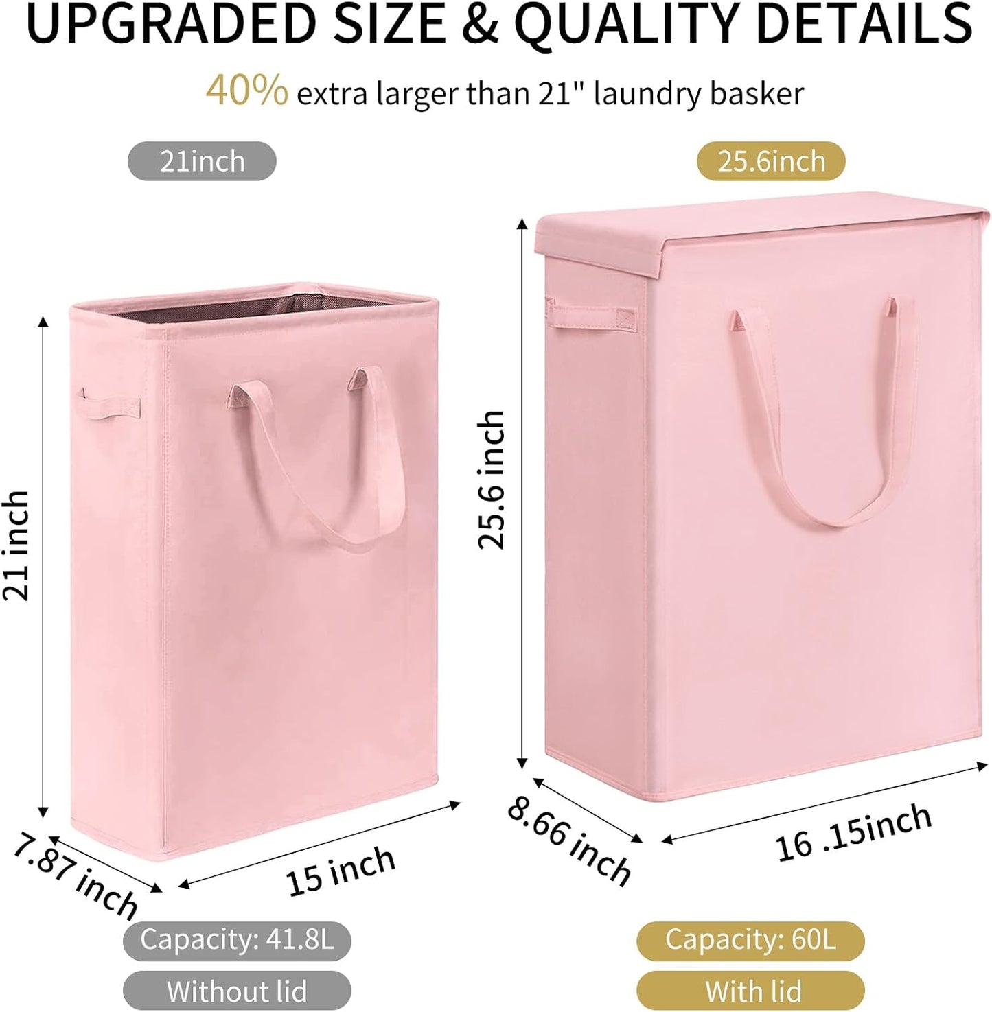 Cesta ropa sucia delgada 60l con tapa y asa plegable