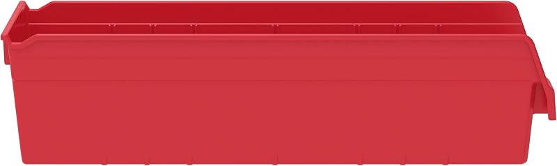 Caja plástico almacenamiento 24x6" color rojo set 10