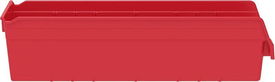 Caja plástico almacenamiento 24x6" color rojo set 10