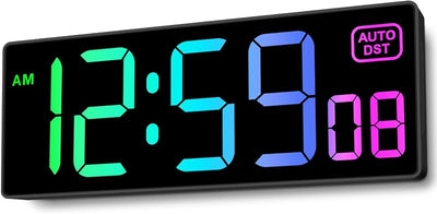 Reloj pared LED grande 8 colores RGB con segundos
