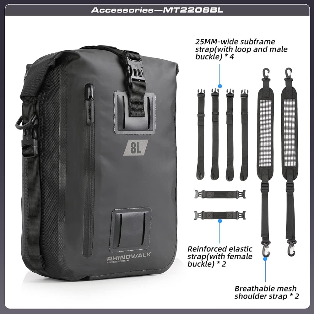 Bolsa trasera motocicleta 8L impermeable color negro