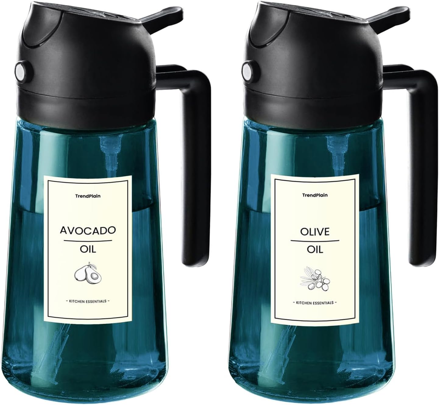 Dispensador aceite oliva 2en1 vidrio azul 16oz