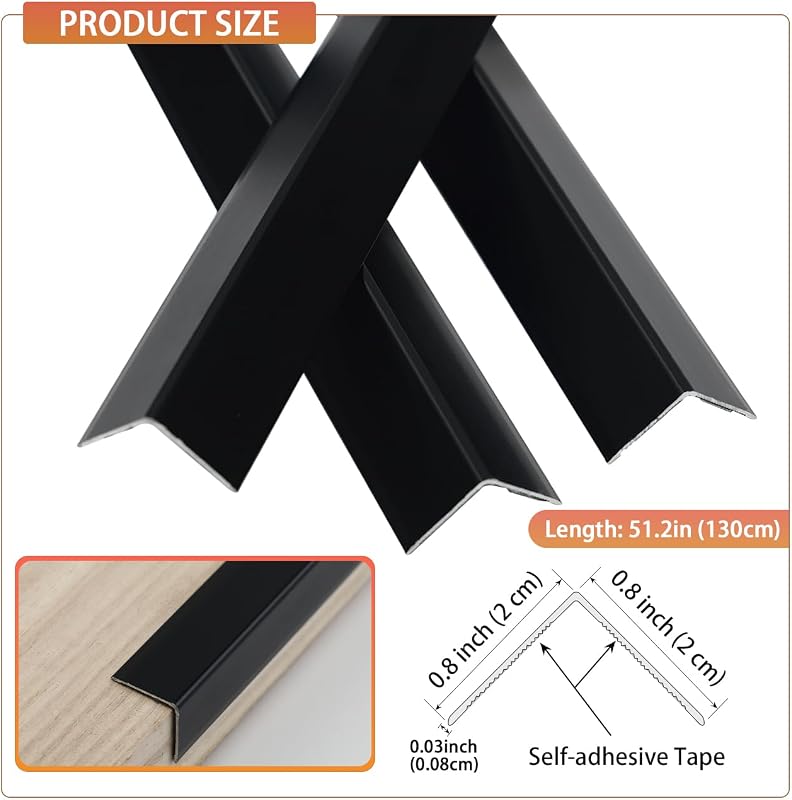 Protectores esquina pared autoadhesivos aluminio 4 pzas