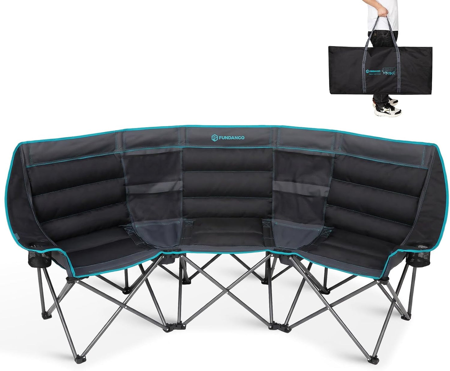 Silla campamento 3 personas con refrigerador