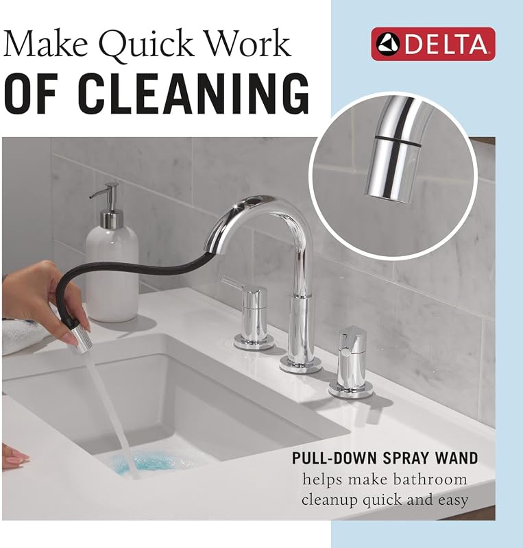 Grifo baño Delta Nicoli cromado 8pulg pulverizador 35749LF