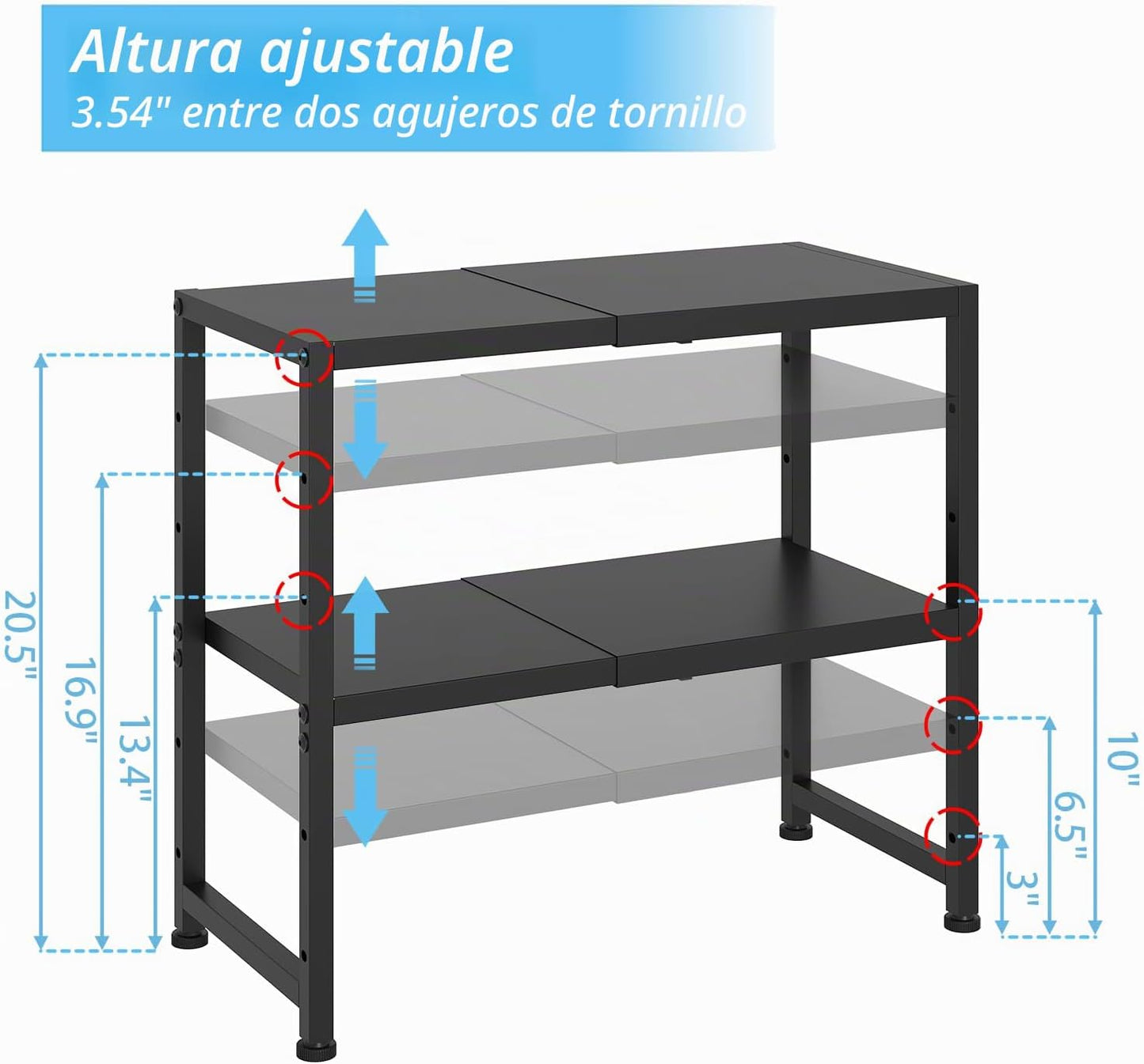 Estantería 2 niveles metal 150LBS para electrodomésticos