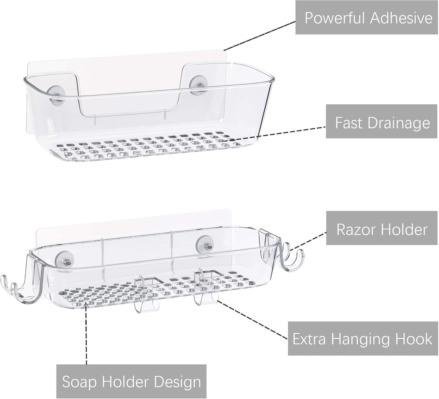 Organiz. ducha adhesivo pack 3 con soporte