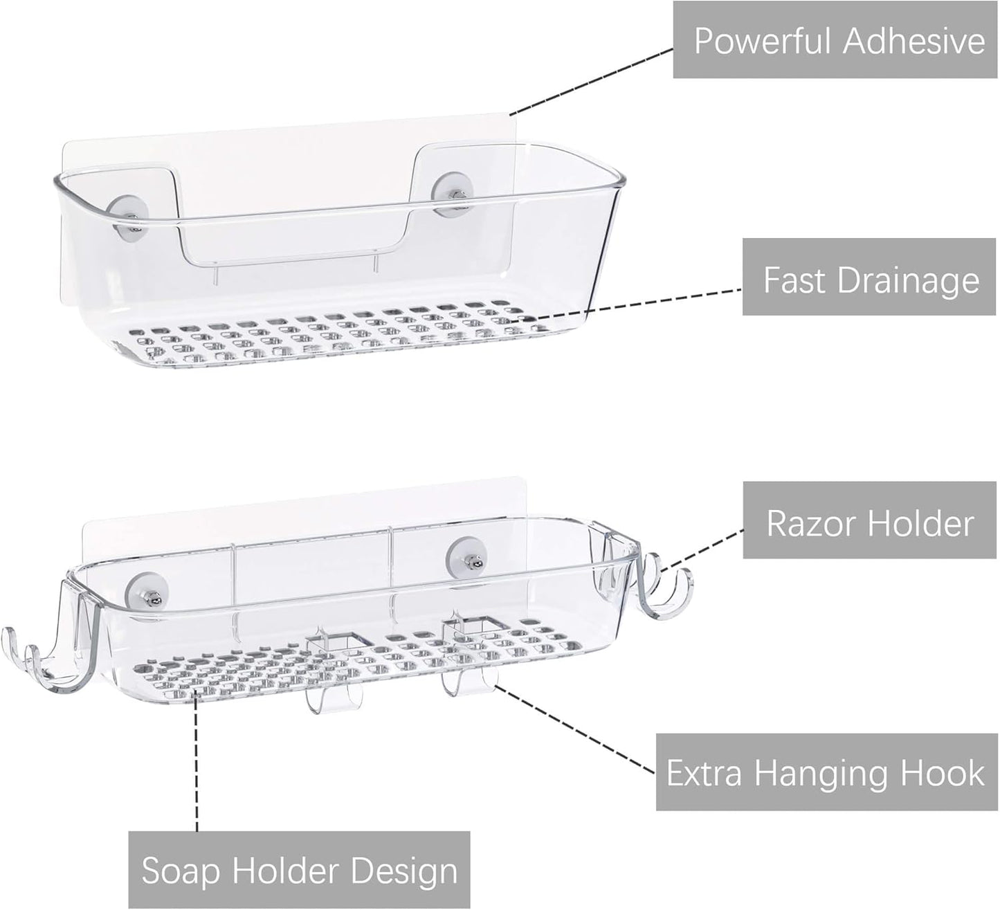 Organiz. ducha adhesivo pack 3 con soporte