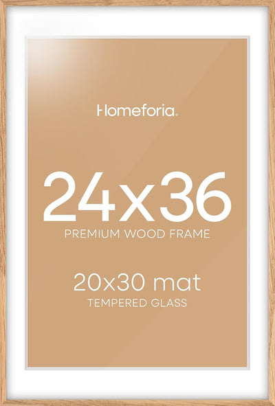 Portarretratos 24x36pulg madera roble natural vidrio