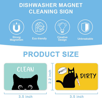 Imán lavavajillas gato negro letrero clean dirty reversible