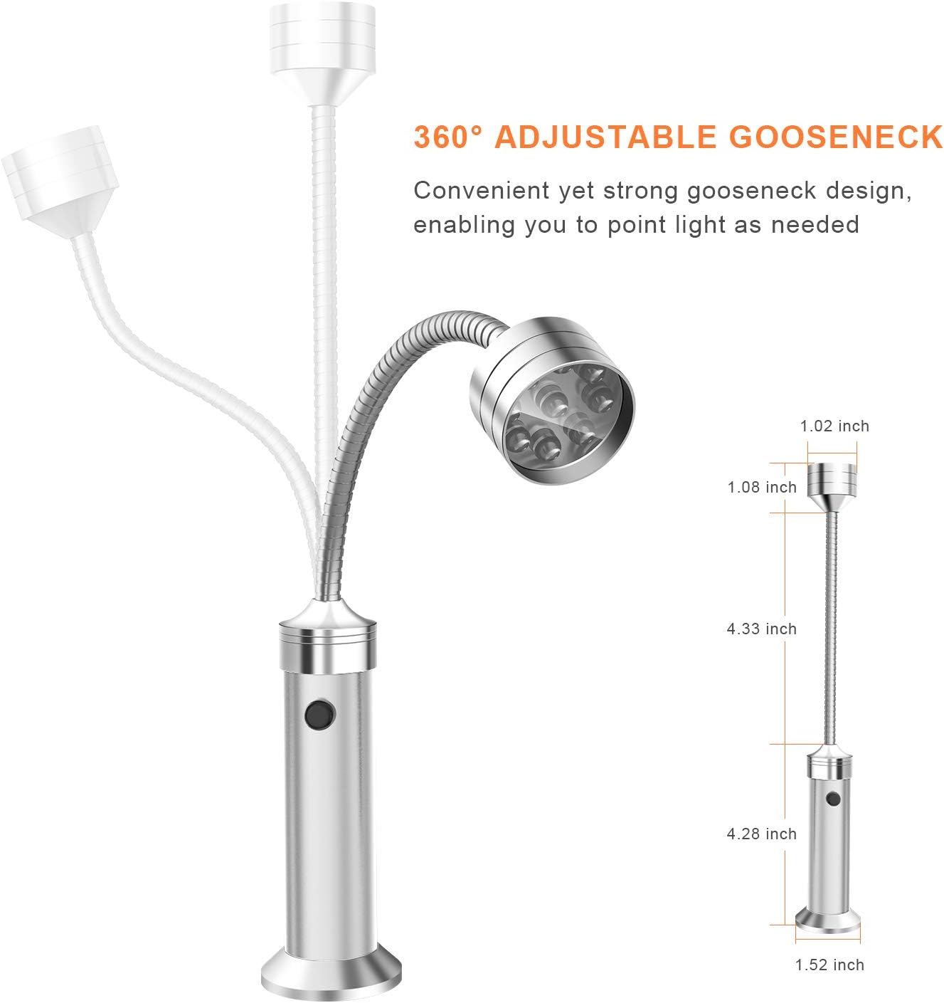 Accesorios parrilla luces LED magnéticas cuello cisne