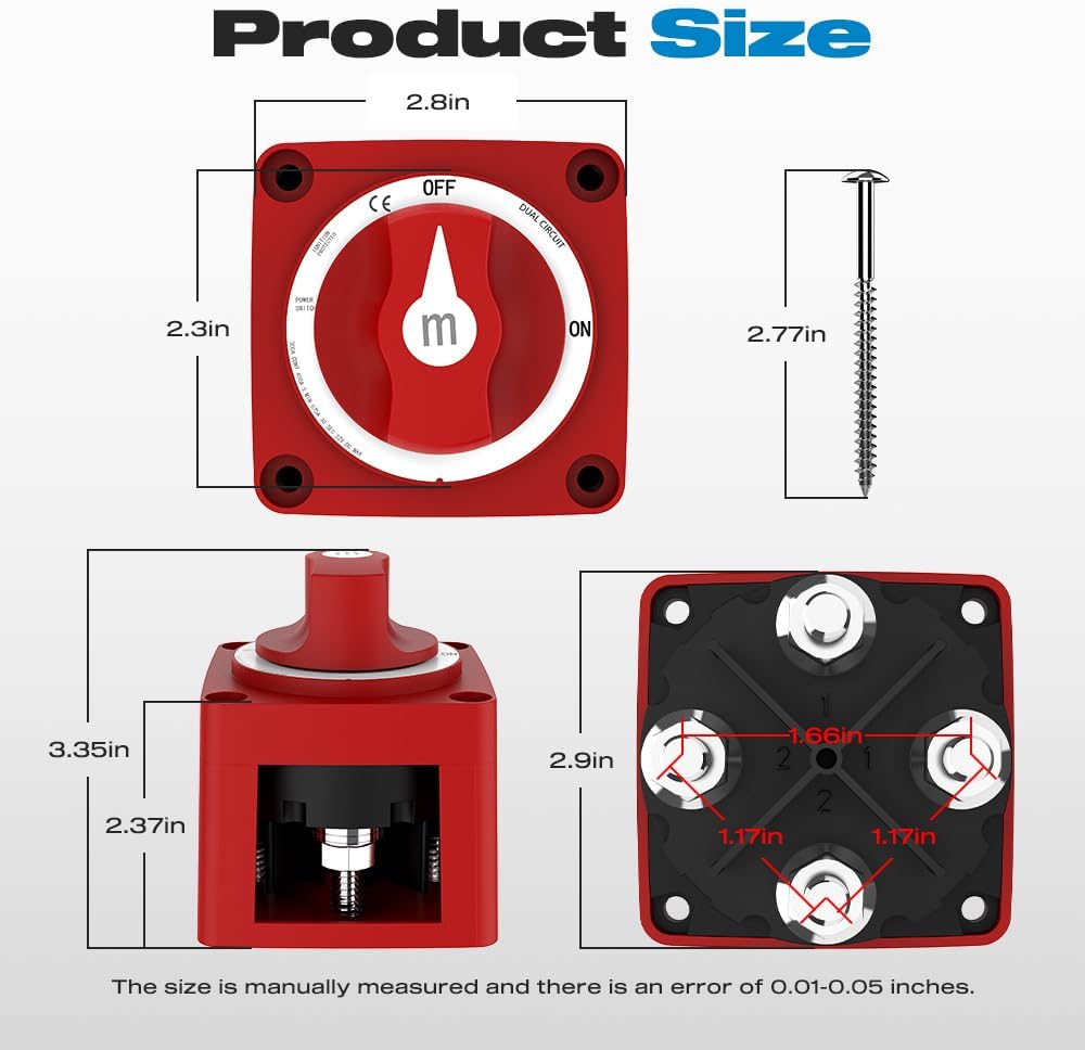 Interruptor corte energía 300A 12V-48V impermeable marina