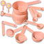 Set 11 Tazas y Cucharas Medidoras Rosadas Plástico Preciso