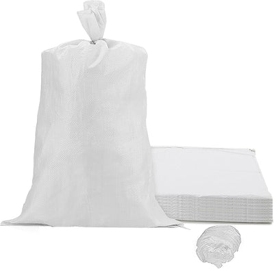 40 Bolsas Arena Blanca 18x30pulg Amarre Control Inundaciones