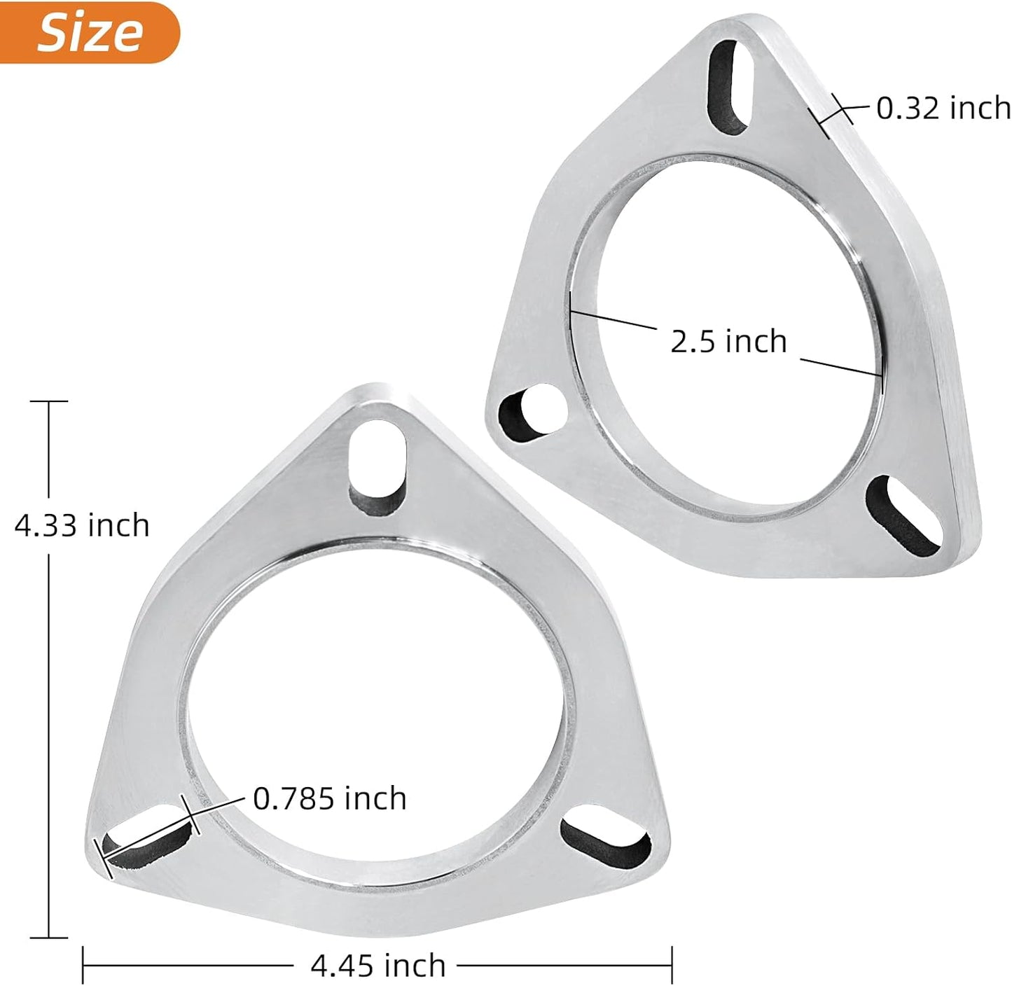 Kit brida escape acero inox 63.5mm con pernos y junta