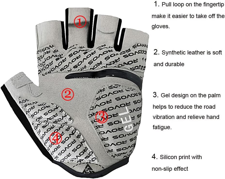 Guantes ciclismo acolchados medio dedo transpirables hombre mujer