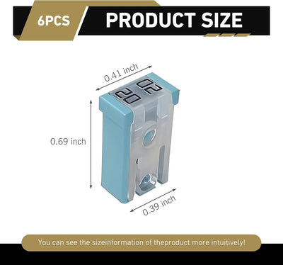 Set 6 fusibles auto 20A 32V perfil bajo ranurado