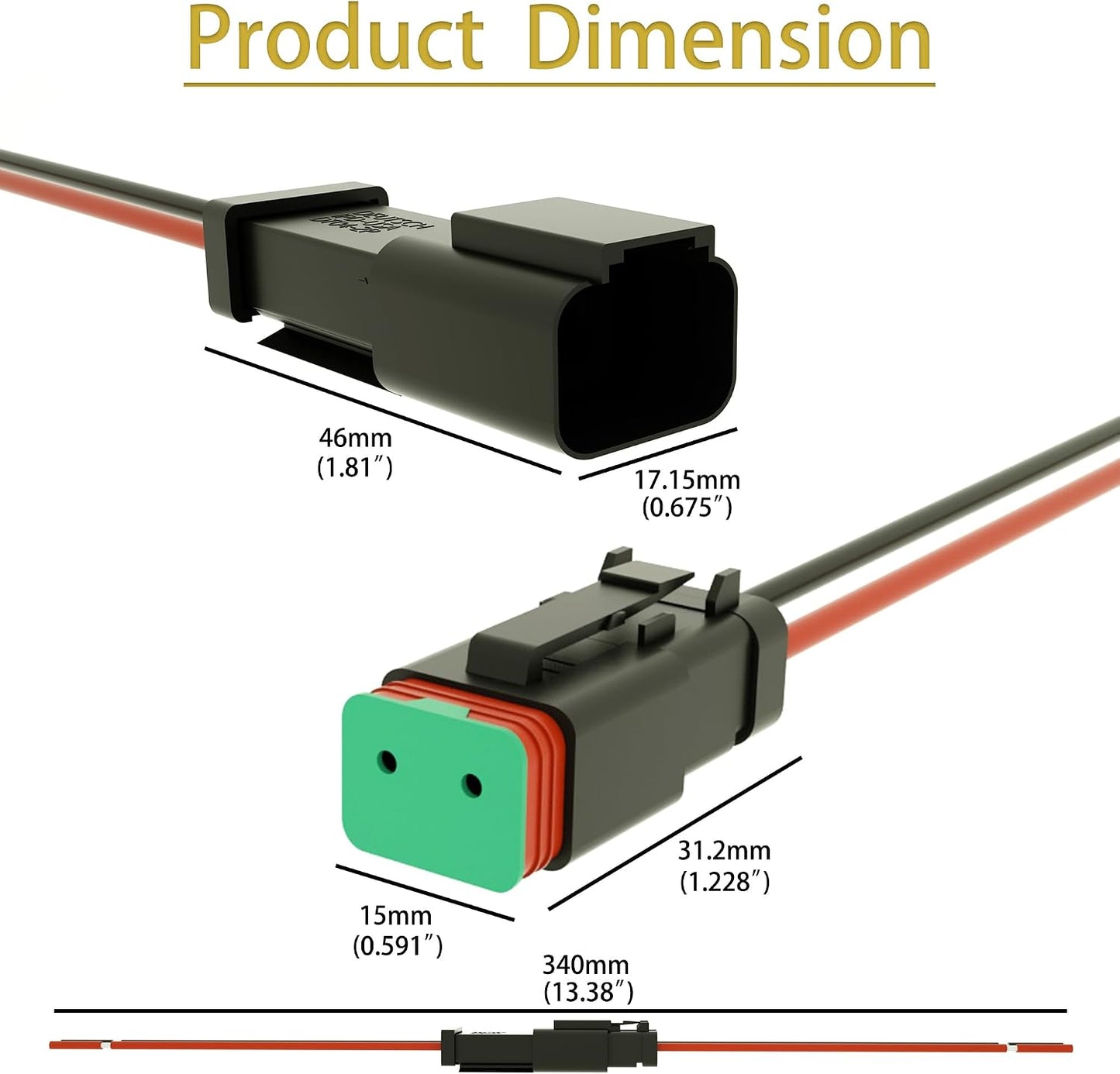 Kit conectores DT 2 pines 600V impermeables auto
