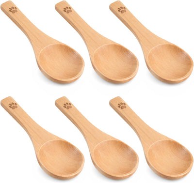 6 Pzas Cucharaditas Madera Hechas a Mano para Mascotas