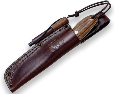 Cuchillo caza Canadiense 4.13pulg hoja SANDVIK madera funda cuero