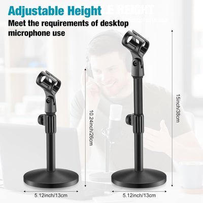 4 Pzas Soporte Micrófono Mesa Ajustable Base Metal