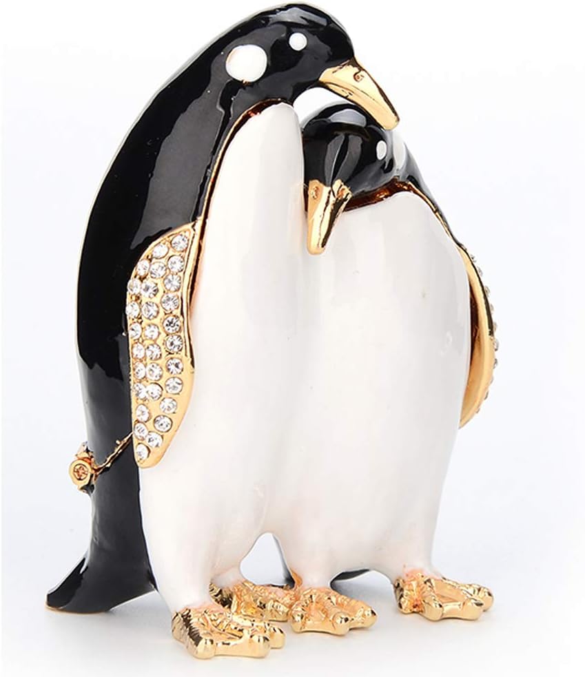 Joyero esmaltado pingüino adornos clásicos metal decoración