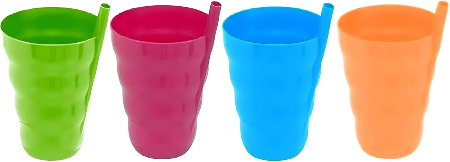 Vasos plástico sin BPA popote 11oz set 4 reutilizables