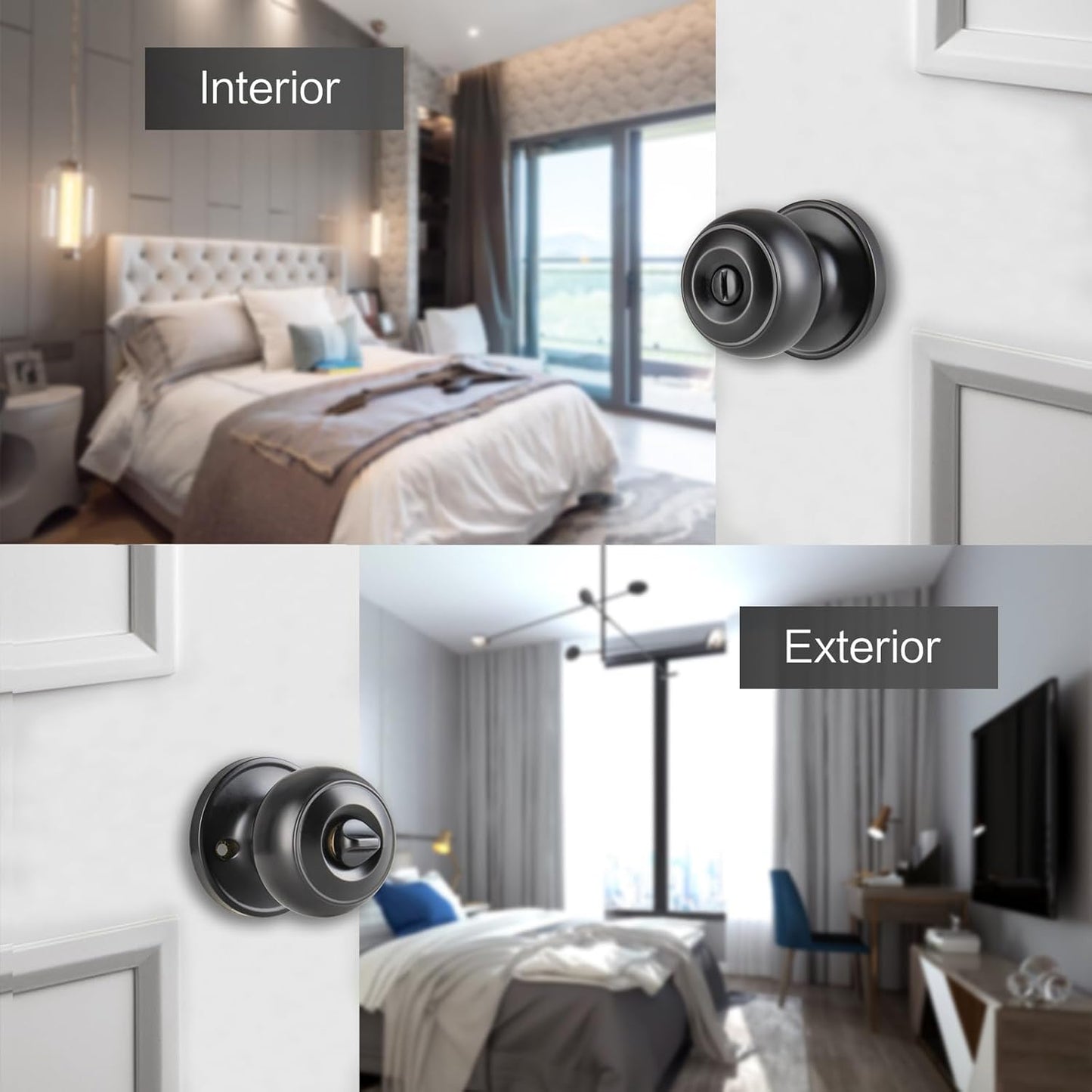 Pomos puerta negro mate para baño dormitorio sin llave