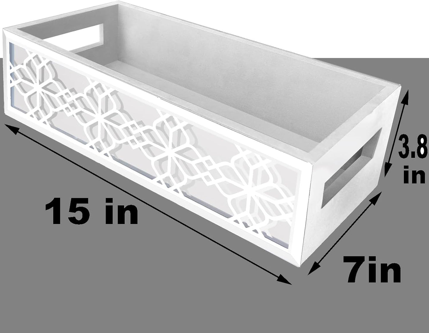 Cesta baño inodoro bandeja rústica blanca 15x7"