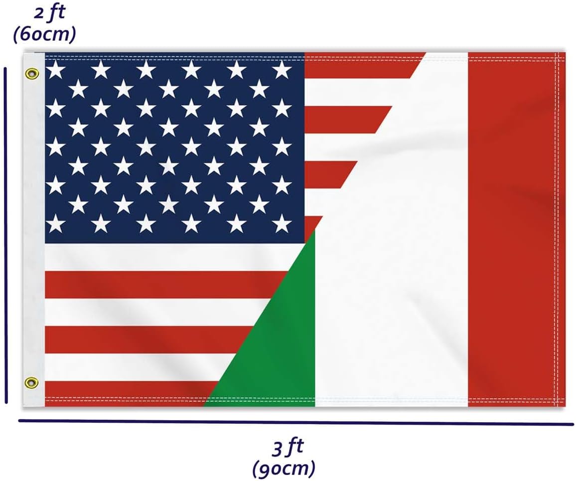 Bandera Italia EE.UU. 2x3ft 150d doble cara decoración patio