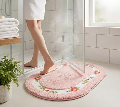 Alfombra baño rosa antideslizante 19.7x31.5pulg