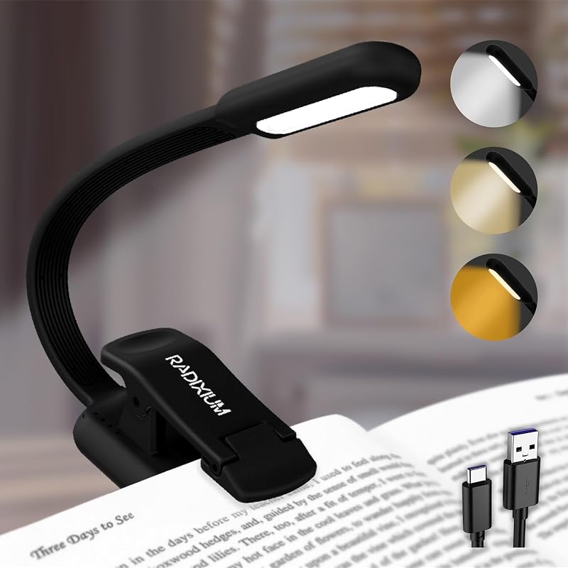 Luz libro recargable 9 LED con 9 temperaturas USB-C ultra delgada