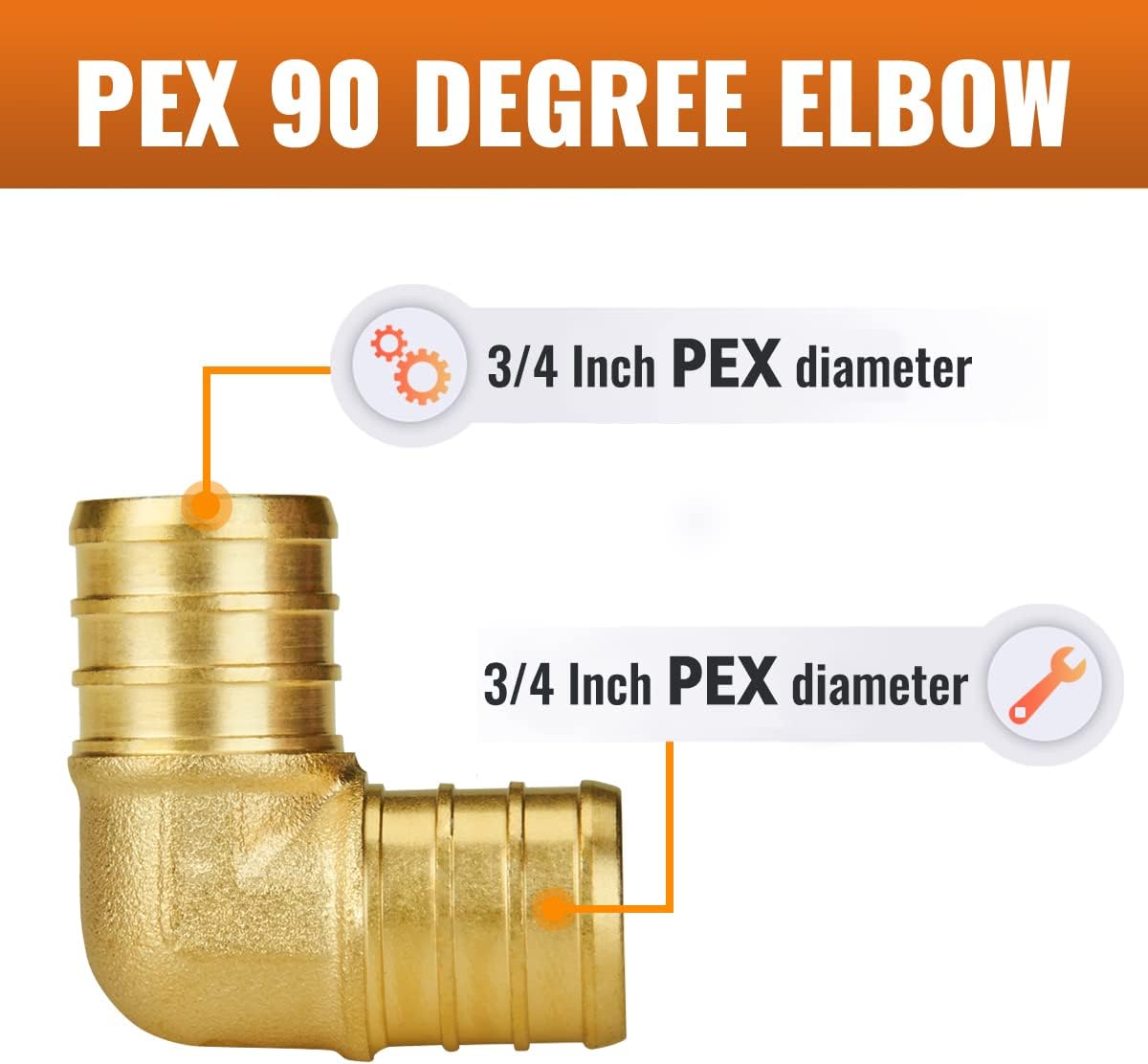 25 Codos Pex 3/4pulg Sin Plomo Latón Certificado NSF