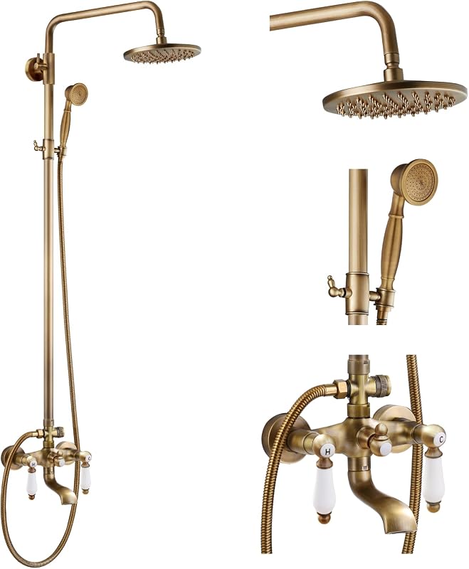 Cabezal ducha redondo latón 8" sistema triple función