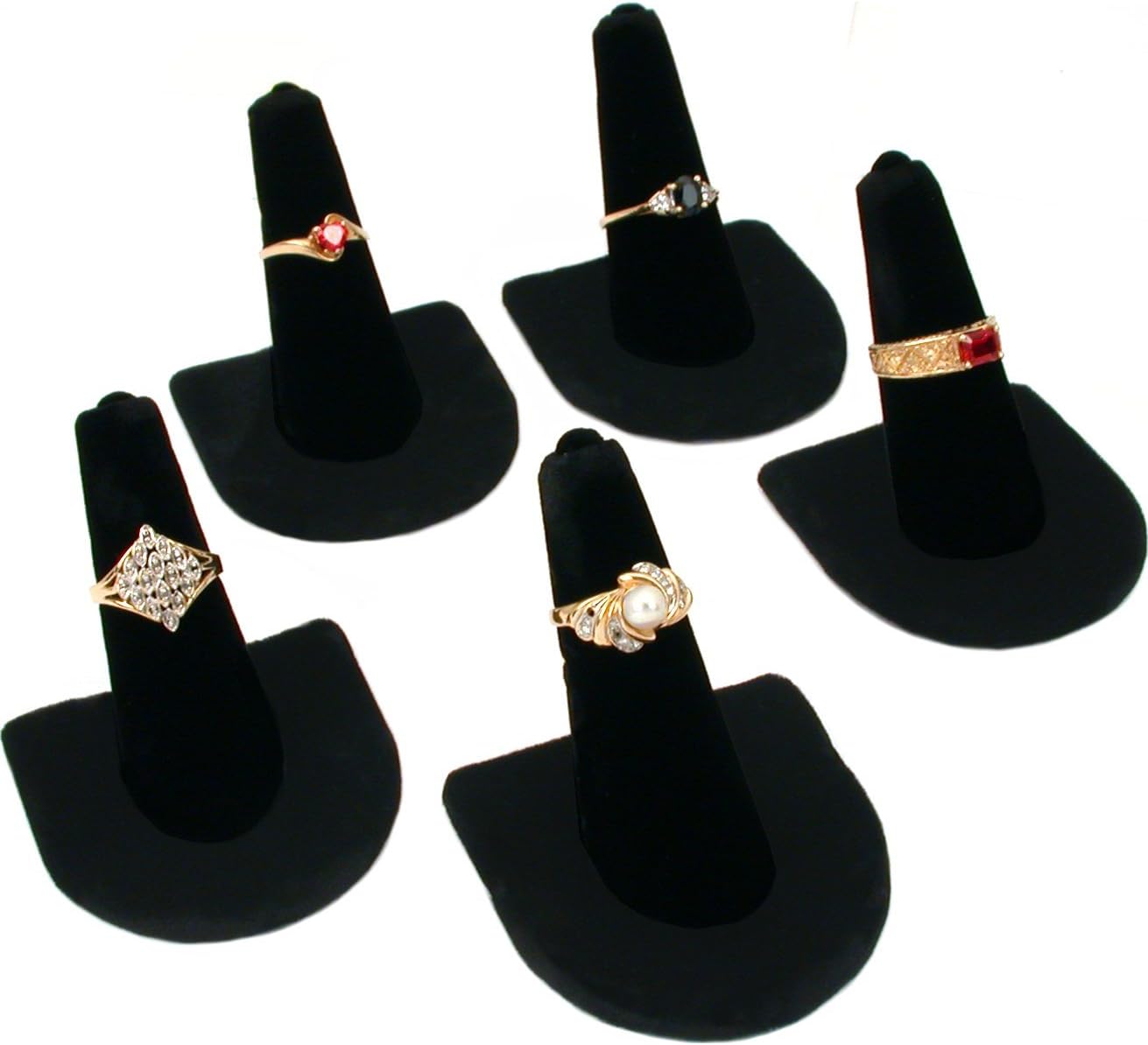 5 Expositores Joyas Anillos Terciopelo Negro