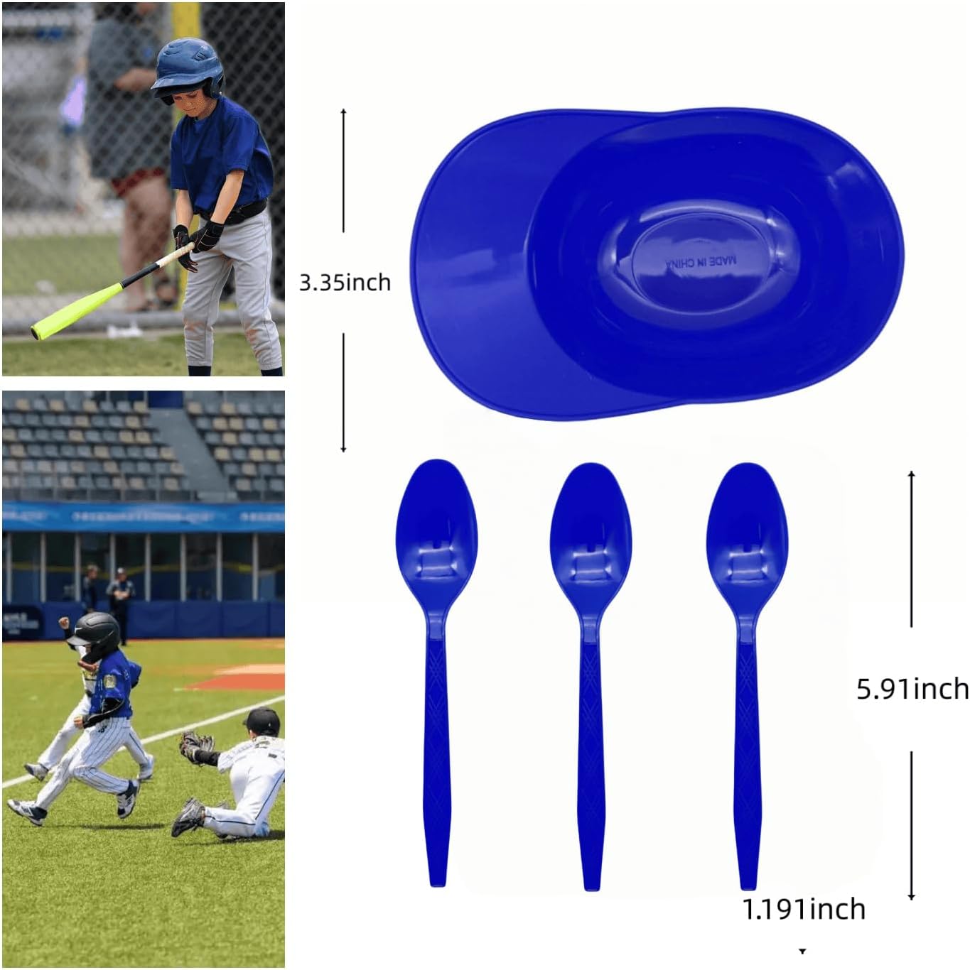 Cuencos helado con cuchara 12 pzas reutilizables azul