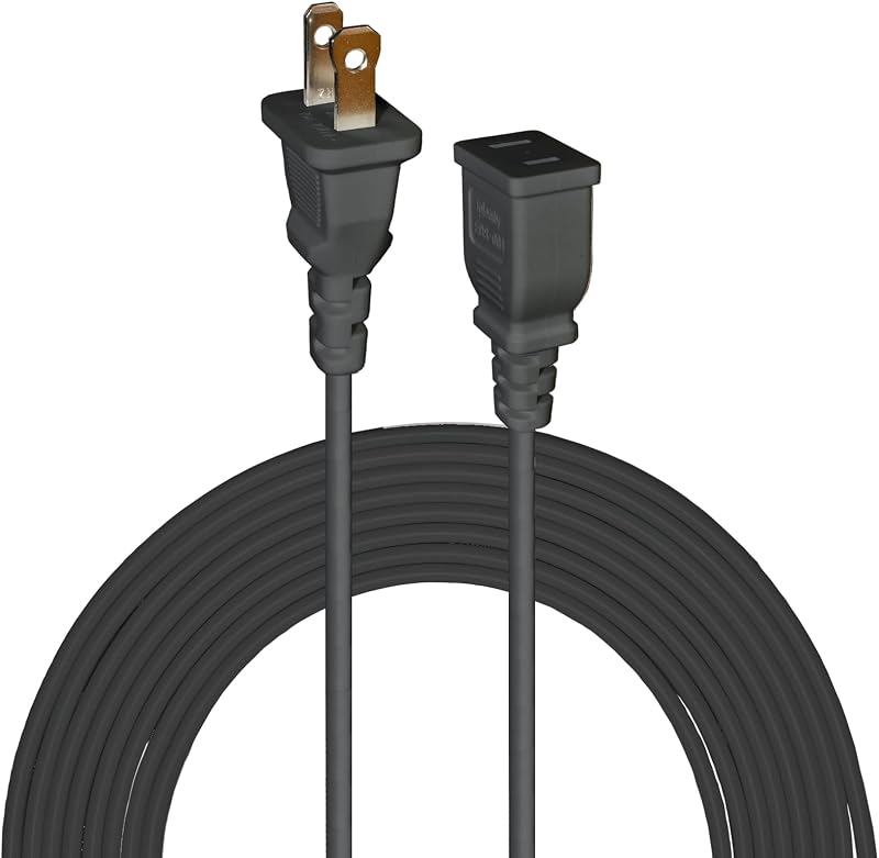 Cable extensión delgado negro 15ft 2 clavijas