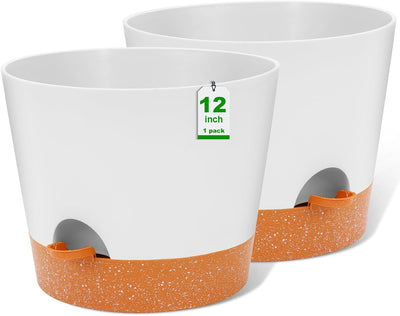 Macetas plástico riego automático 12" set 2 con drenaje