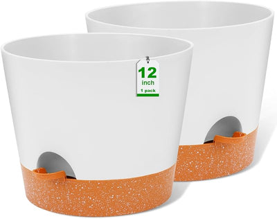 Macetas plástico riego automático 12" set 2 con drenaje