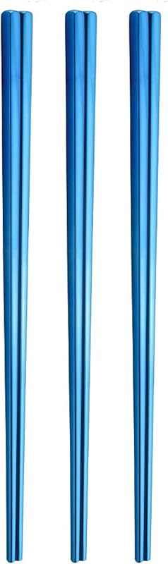 Palillos acero inox reutilizables lavavajillas 3uds azul