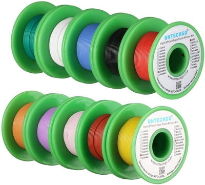 Kit alambre silicona 28 colores 25pies cobre estañado trenzado