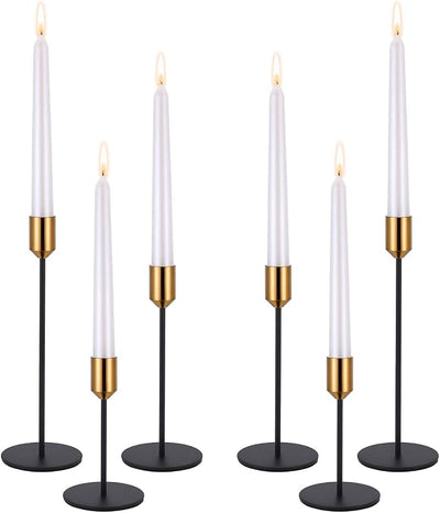 Set 6 portavelas latón dorado y negro decorativo mesa boda comedor