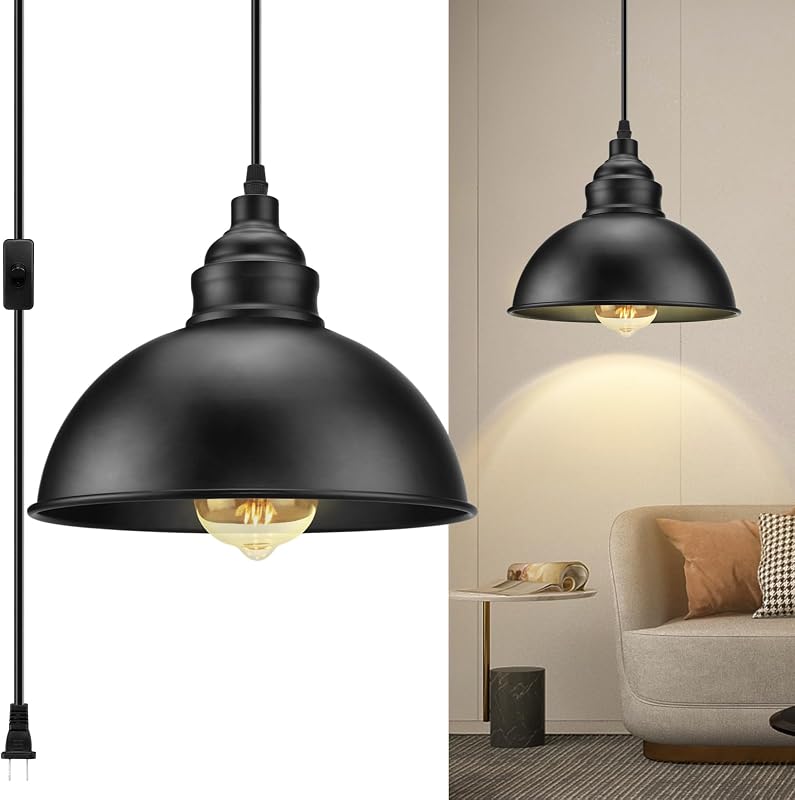 Lámpara colgante enchufable 15ft metal sala cocina comedor