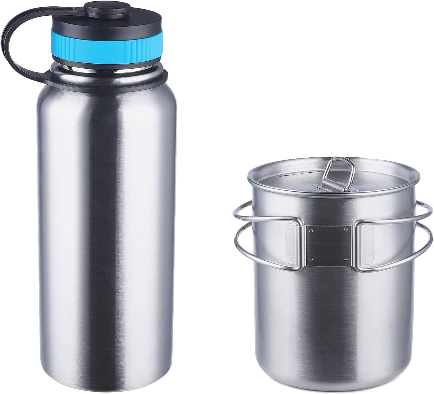Botella agua acero inox con taza camping tapa evacuación
