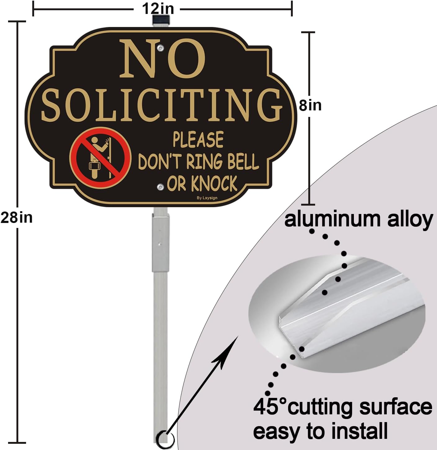 Letrero No Soliciting aluminio estaca 12x8"
