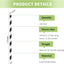 Pajitas papel rayas blancas y negras 100 uds